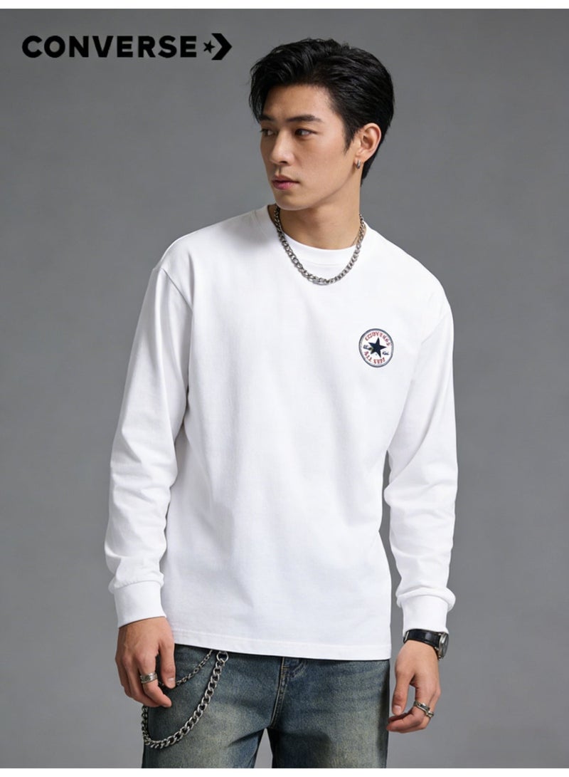 CONVERSE loose casual long-sleeved round neck T-shirt-suitable for both men and women, cotton sports shirt with logo, casual and fashionable street clothes in China. - Image 1